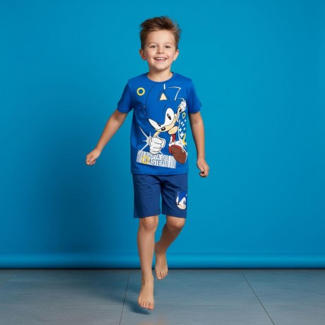Ensemble t-shirt et short Sonic bleu pour enfants