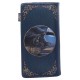 Carteira azul com design de gato preto e vassoura de Lisa Parker
