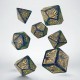 Set de dés Call of Cthulhu bleu-vert et or.