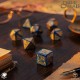 Set de 7 dados Call of Cthulhu azul-verde y dorado.