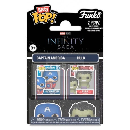 Pack de 2 Bitty POP! Marvel Cap e Hulk