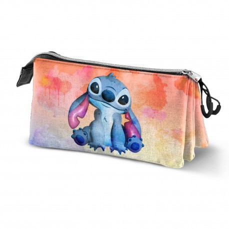 Estojo triplo Disney Lilo e Stitch com design aquarela