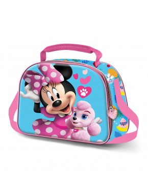 Bolsa térmica 3D Minnie Mouse azul com alça rosa
