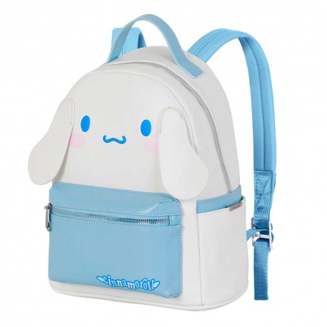 Mochila branca Hello Kitty Cinnamoroll com múltiplos compartimentos