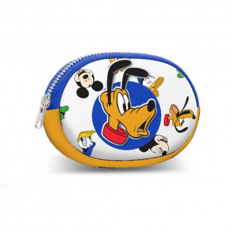 Porte-monnaie blanc Disney Pluto avec fermeture éclair et crochet