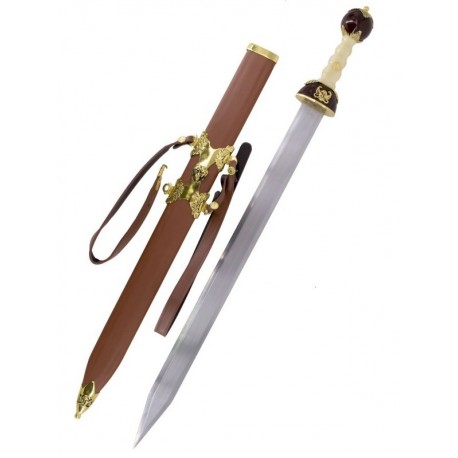 Espada romana Spatha con hoja de acero y acabados en níquel