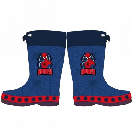 Bottes de pluie Spiderman bleues avec motif toile