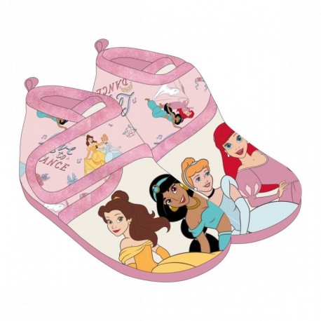 Chaussons de maison Disney roses avec des princesses