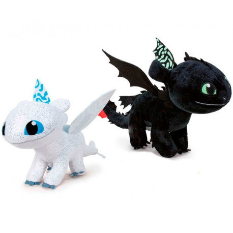 Ensemble peluches 40 cm Krokmou et Furie Éclair