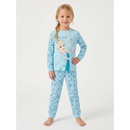 Pijama longo azul Frozen com Elsa para meninas