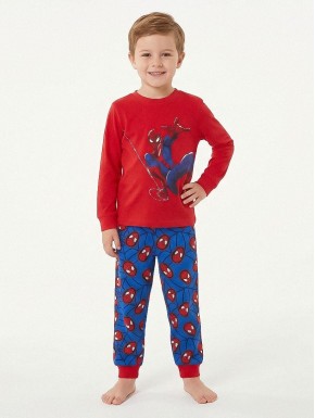 Pijama largo Spiderman para niños, rojo y azul