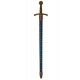 Espada medieval francesa do século XIV com bainha azul e detalhes dourados
