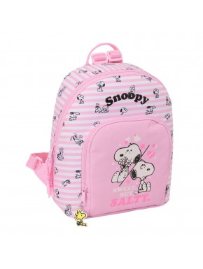 Sac à dos Snoopy rose avec poches et fermeture éclair