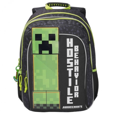 Sac à dos noir avec design Creeper de Minecraft