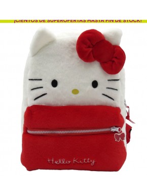 Mochila de peluche Hello Kitty de 30 cm en blanco y rojo