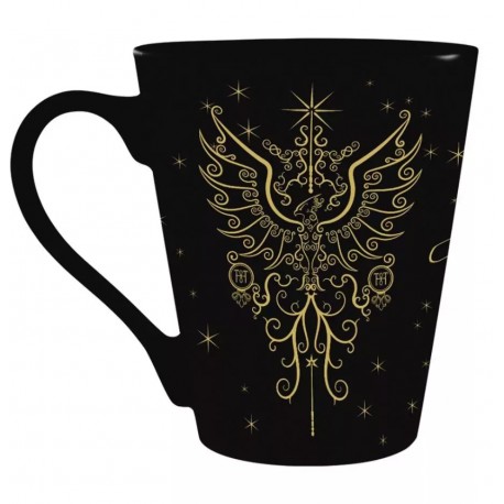 Taza de cerámica negra con diseño de Fénix dorado de Harry Potter