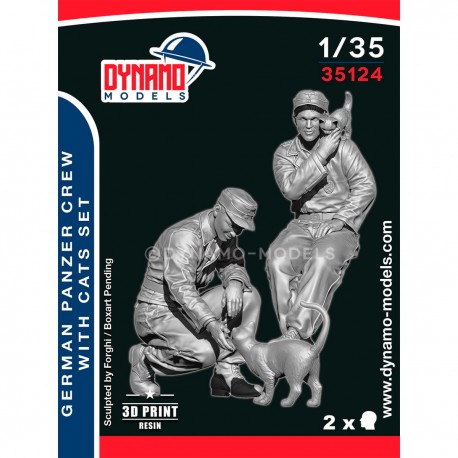 Conjunto de modelagem Tripulação de Panzer Alemão com gatos 1/35