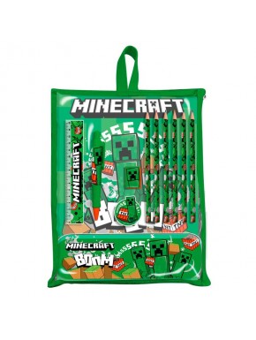Set de papelería Minecraft con Creeper y accesorios