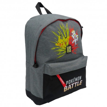 Sac à dos Pokémon Battle gris avec Pikachu et un autre Pokémon