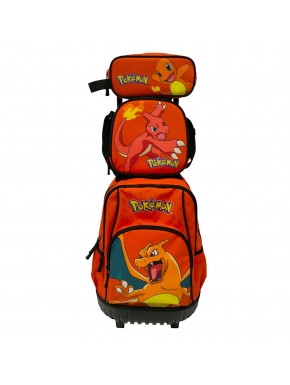 Conjunto escolar Pokemon com trolley, estojo e bolsa de lanche