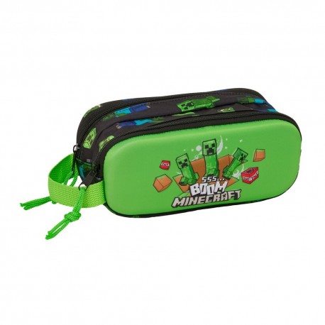 Estojo 3D Minecraft verde e preto com Creepers