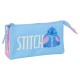 Trousse Stitch Disney bleue et rose avec trois compartiments