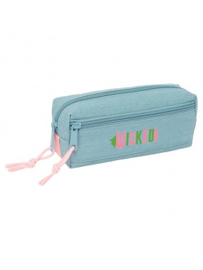 Porta-tudo Wicked triplo azul com detalhes rosas de Safta
