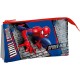 Estojo triplo Spiderman azul e vermelho com design de parede