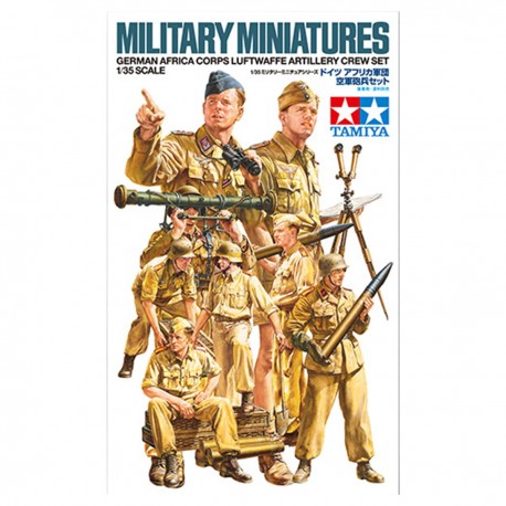 Figuras de Tripulação de Artilharia Luftwaffe Corpo Africano 1/35 Tamiya
