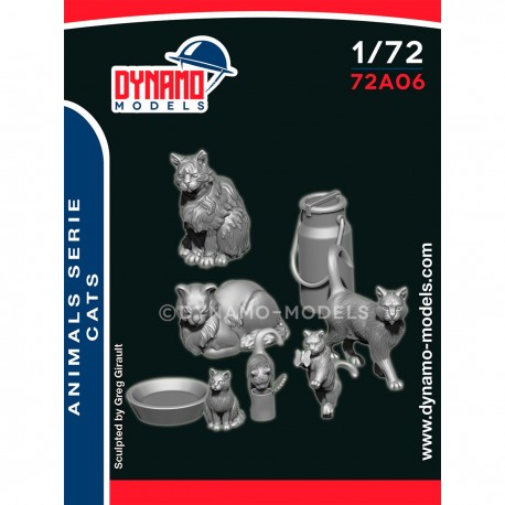 Miniaturas de familia de gatos a escala 1/72 de Dynamo Models