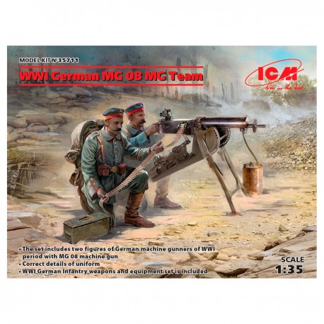 Equipo de modelismo de artilleros alemanes WWI con MG08