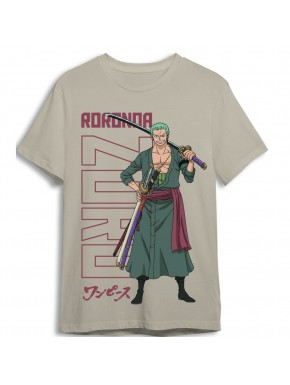 Camiseta bege do Roronoa Zoro de One Piece