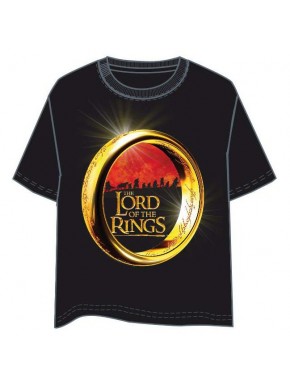 Camiseta preta O Senhor dos Anéis com anel dourado