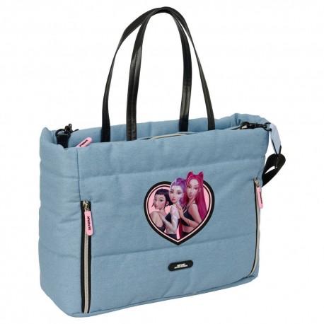 Sac Huntrix bleu avec design Kpop et compartiment ordinateur