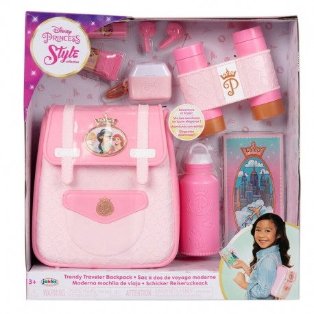 Mochila rosa Princesas Disney com acessórios de brinquedo