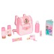Mochila rosa Princesas Disney com acessórios de brinquedo
