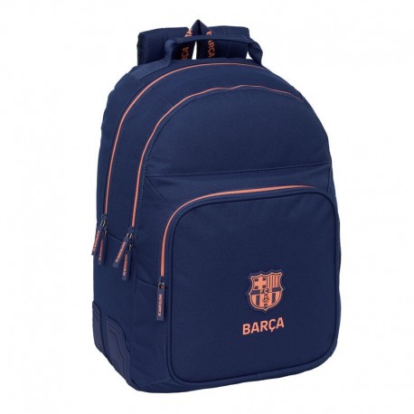 Mochila azul F.C. Barcelona con escudo y detalles naranjas