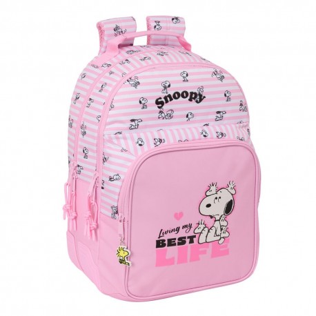 Mochila rosa de Snoopy 42cm con diseño adaptable