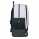 Mochila Real Madrid branca e cinza com logotipo e compartimentos