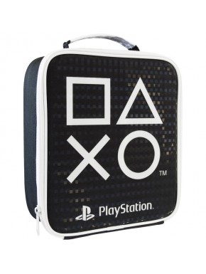 Sac repas PlayStation avec design noir et symboles emblématiques.