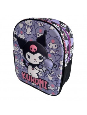 Mochila 3D Kuromi Hello Kitty en tonos morados