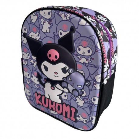 Mochila 3D Kuromi Hello Kitty em tons de roxo