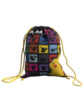 Saco mochila Pokémon Pikachu 43cm con diseño colorido