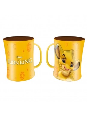 Taza Simba El Rey León amarilla de 400ml con diseño en relieve