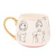 Caneca de porcelana Disney com princesas e detalhes dourados.