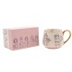 Caneca de porcelana Disney com princesas e detalhes dourados.