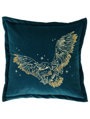 Cojín de terciopelo azul con bordado de Hedwig de Harry Potter