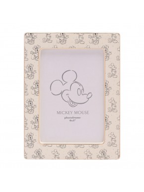 Marco de cerámica blanco con diseño de Mickey y Minnie Mouse