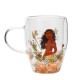 Caneca de vidro Moana com flores secas da Disney