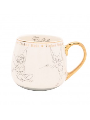 Taza de porcelana de Campanilla con detalles dorados